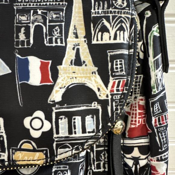 New Karl Lagerfeld 12x10x4 Paris White Scribble Print Messenger Crossbody Bag - Picture 4 of 8